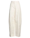 Jacquemus Woman Pants Ivory Size 8 Linen, Viscose, Polyester, Elastane In White