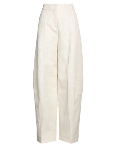 Jacquemus Woman Pants Ivory Size 8 Linen, Viscose, Polyester, Elastane In White