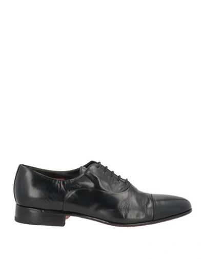 Santoni Man Lace-up Shoes Black Size 11 Soft Leather