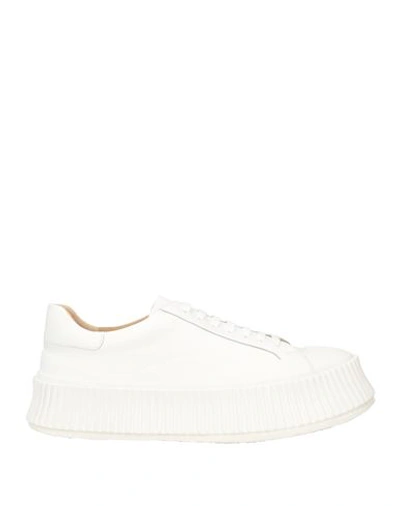 Jil Sander Woman Sneakers Ivory Size 10 Soft Leather In White