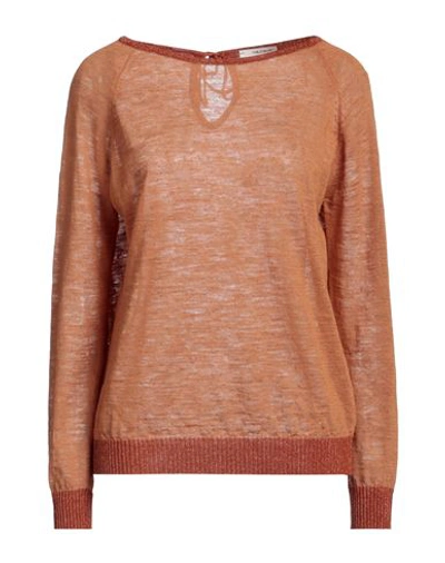 Maliparmi Malìparmi Woman Sweater Camel Size Xs Linen, Polyester, Viscose, Lurex In Beige