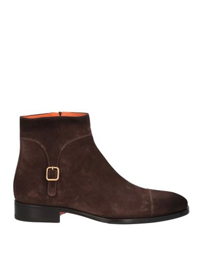 Santoni Man Ankle Boots Dark Brown Size 12.5 Leather