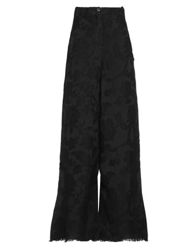 Masnada Woman Pants Black Size 2 Linen, Viscose