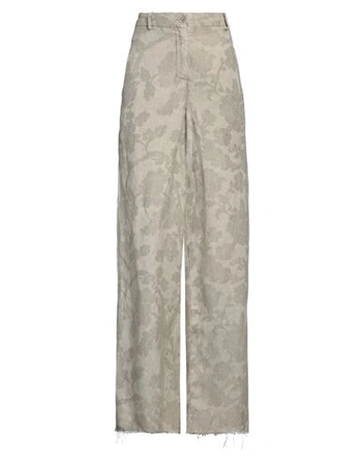 Masnada Woman Pants Light Grey Size 8 Linen, Viscose