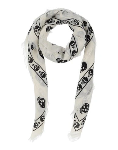 Alexander Mcqueen Alexander Mc Queen Biker Skull Wool Scarf In White