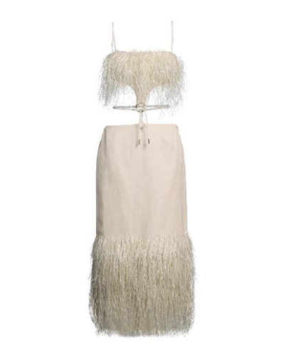 Jacquemus Woman Maxi Dress Beige Size 4 Cotton, Viscose, Linen, Natural Raffia