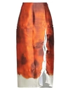 PRADA PRADA WOMAN MIDI SKIRT ORANGE SIZE 6 SILK, POLYESTER