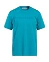 Trussardi Man T-shirt Turquoise Size 4xl Cotton In Blue