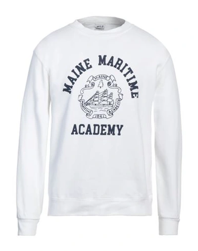 Wild Donkey Fleeced Cotton Maine Maritime Academy Crew-neck Sweatshirt In White