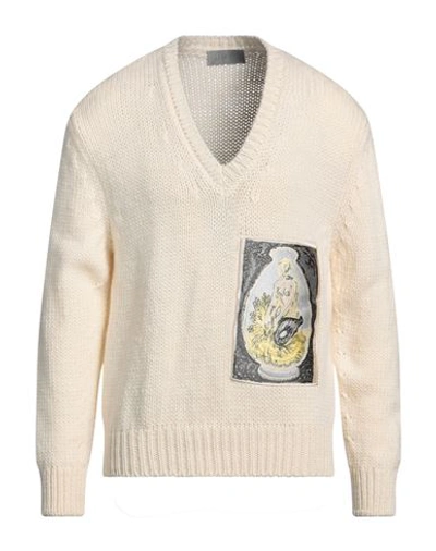 Dior Homme Man Sweater Ivory Size L Wool In White