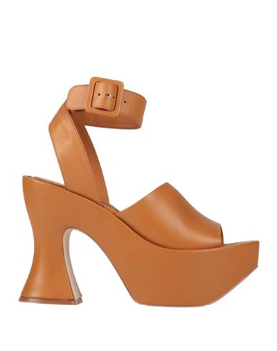 Paloma Barceló Woman Sandals Mandarin Size 6 Leather In Mandarin
