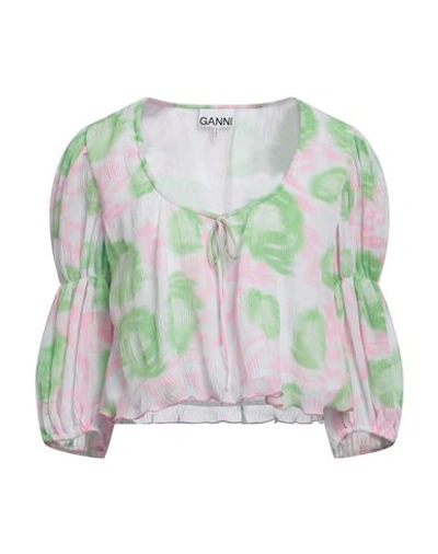 GANNI GANNI WOMAN TOP GREEN SIZE 8/10 RECYCLED POLYESTER