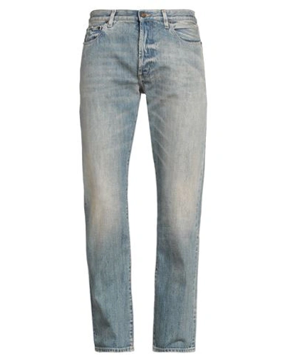 Saint Laurent Man Jeans Blue Size 34 Cotton, Calfskin
