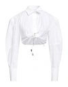 Jacquemus Woman Shirt White Size 2 Cotton, Elastane