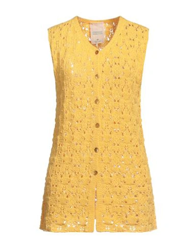 Compagnia Italiana Woman Cardigan Yellow Size S Cotton