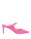 Stuart Weitzman Woman Mules & Clogs Fuchsia Size 7.5 Soft Leather In Pink