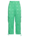 Msgm Woman Pants Green Size 10 Cotton, Polyester