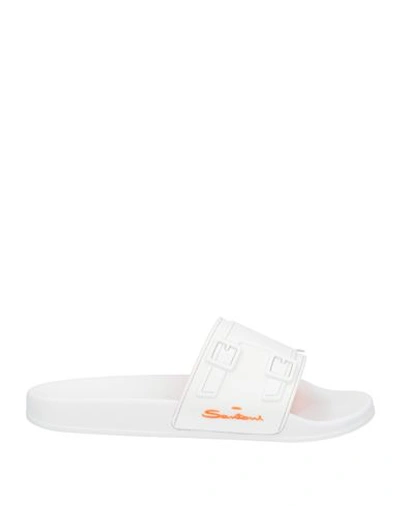 Santoni Man Sandals White Size 13 Rubber In White