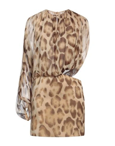 Celine Woman Mini Dress Camel Size 4 Silk In Beige