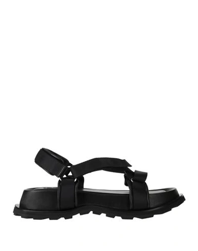Jil Sander Man Sandals Black Size 12 Leather In Black