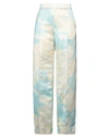 Jil Sander Woman Pants Sky Blue Size 4 Viscose, Linen