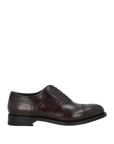 Santoni Man Lace-up Shoes Dark Brown Size 13 Leather