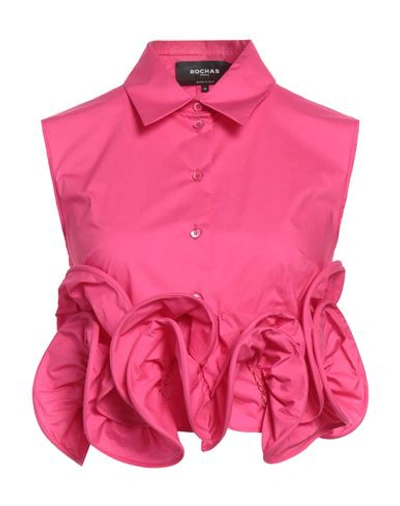 Rochas Woman Shirt Fuchsia Size 6 Cotton In Pink