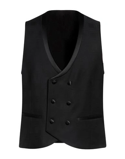 Manuel Ritz Man Tailored Vest Black Size 40 Polyester, Viscose, Elastane