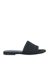 Moschino Woman Sandals Black Size 8 Textile Fibers, Soft Leather