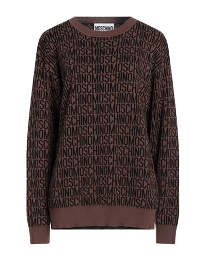 Moschino Woman Sweater Dark Brown Size M Virgin Wool, Viscose In Brown