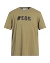 Msgm Man T-shirt Military Green Size Xl Cotton