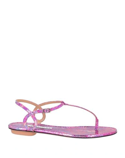 Aquazzura Almost Bare Snake-embossed Leather Sandal In Pink