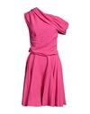 ROCHAS ROCHAS WOMAN MIDI DRESS FUCHSIA SIZE 4 VISCOSE, LINEN