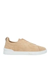 Zegna Man Sneakers Beige Size 11 Leather