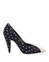 Saint Laurent Lola Polka Dot-print Pumps In Blue
