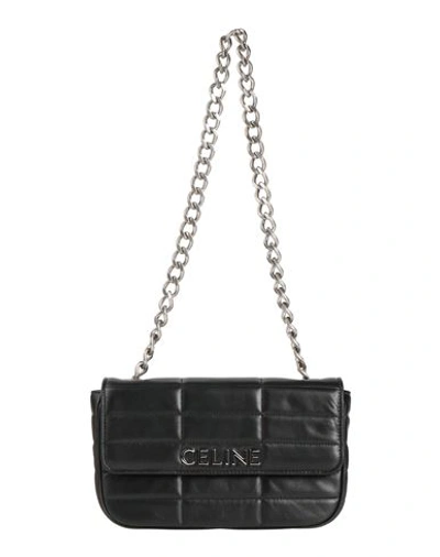 Celine Chain Shoulder Bag In Quilted Goatskin In Black