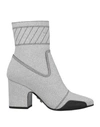 OFF-WHITE OFF-WHITE WOMAN ANKLE BOOTS SILVER SIZE 6 SOFT LEATHER