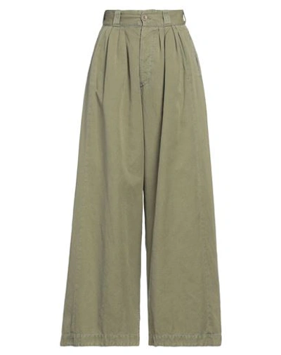 Maison Margiela Woman Pants Sage Green Size 12 Cotton, Linen