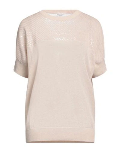 Brunello Cucinelli Woman Sweater Sand Size Xl Linen, Polyamide, Polyester In Beige