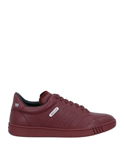 Bally Man Sneakers Burgundy Size 11 Calfskin In Red
