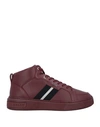Bally Man Sneakers Burgundy Size 12 Calfskin In Red