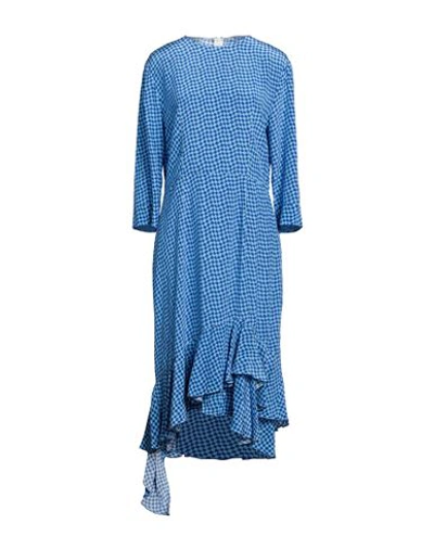 Marni Woman Midi Dress Azure Size 8 Silk In Blue