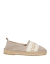OFF-WHITE OFF-WHITE WOMAN ESPADRILLES BEIGE SIZE 6 TEXTILE FIBERS, SOFT LEATHER