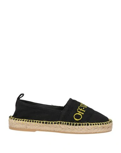 Off-white Woman Espadrilles Black Size 7 Textile Fibers, Soft Leather In Black