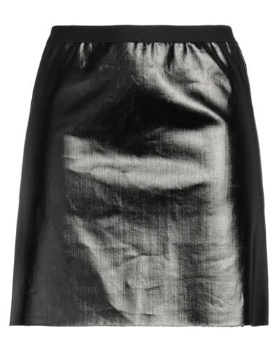 Rick Owens Woman Mini Skirt Black Size 8 Cotton, Elastomultiester, Rubber