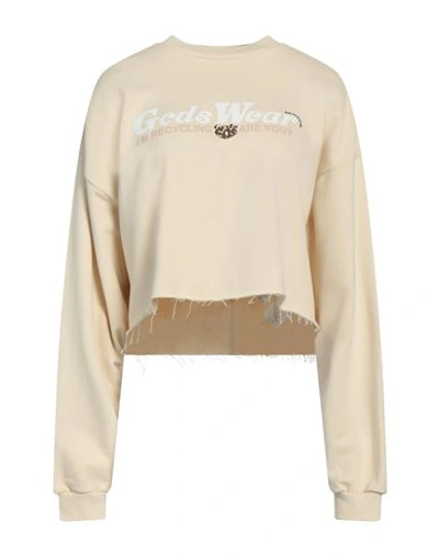 Gcds Woman Sweatshirt Beige Size Xs Cotton