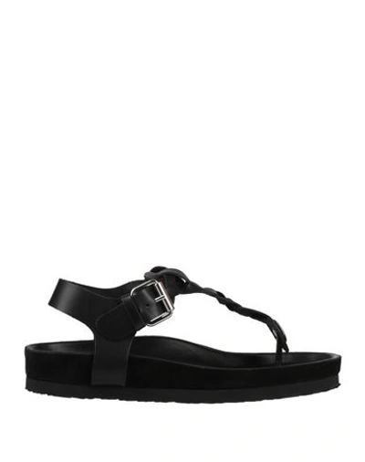 Isabel Marant Woman Thong Sandal Black Size 11 Bovine Leather, Lambskin