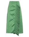 Etro Wrap-effect Fringed Satin Midi Skirt In Green