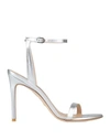 Stuart Weitzman Woman Sandals Silver Size 6 Soft Leather