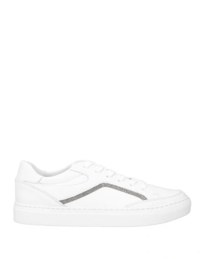 Brunello Cucinelli Woman Sneakers White Size 8 Soft Leather, Textile Fibers